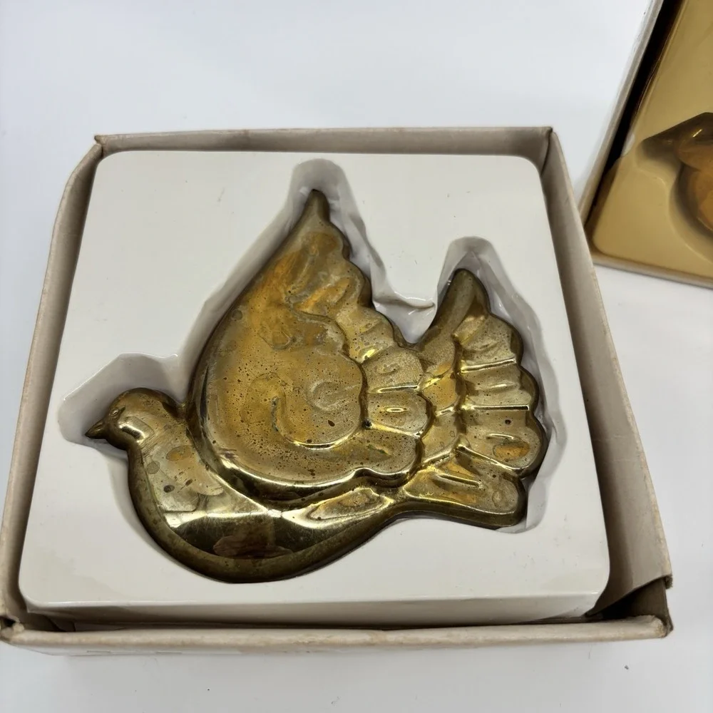 2‎ Vintage Silverplated Dove Bird Christmas Tree Ornament 3.5